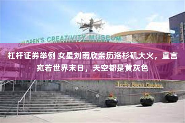 杠杆证券举例 女星刘雨欣亲历洛杉矶大火，直言宛若世界末日，天空都是黄灰色