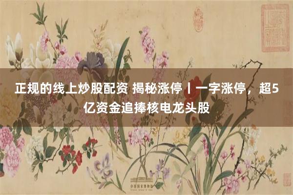 正规的线上炒股配资 揭秘涨停丨一字涨停，超5亿资金追捧核电龙头股