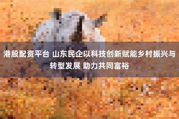 港股配资平台 山东民企以科技创新赋能乡村振兴与转型发展 助力共同富裕