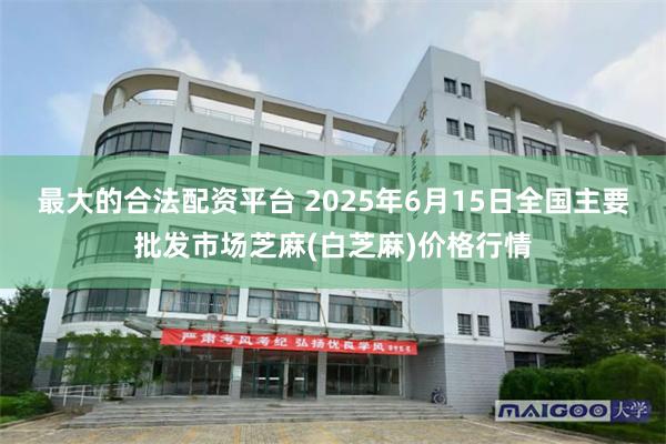 最大的合法配资平台 2025年6月15日全国主要批发市场芝麻(白芝麻)价格行情