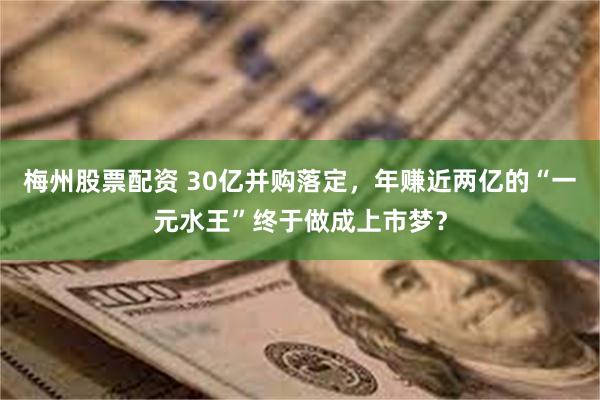 梅州股票配资 30亿并购落定，年赚近两亿的“一元水王”终于做成上市梦？